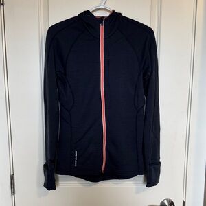 Icebreaker Women's Black Hoodie Jacket with Coral Zip